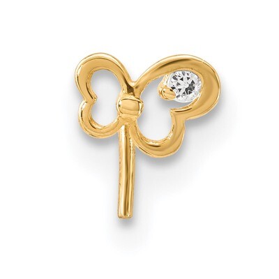 CZ Diamond Butterfly Nose Stud 14k Gold BD110, MPN: BD110, 886774035505