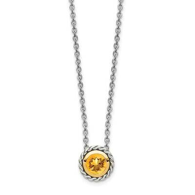 Citrine Slide Sterling Silver with 14k Gold Accent QTC1644, MPN: QTC1644, 883957171340