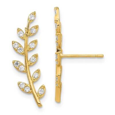 Fern Ear Climber Earrings 14k Gold CZ Diamond YE1887, MPN: YE1887, 883957833538