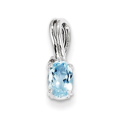 Sky Blue Topaz Oval Pendant Sterling Silver Rhodium-plated Diamond QP2985BT, MPN: QP2985BT, 8839574…