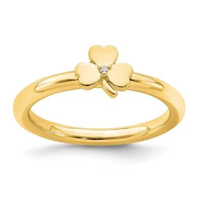 Yellow-plated Dia. Clover Ring Sterling Silver QSK1970, MPN: QSK1970, 191101723070