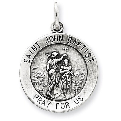Saint John the Baptist Medal Antiqued Sterling Silver QC5733, MPN: QC5733, 191101183928