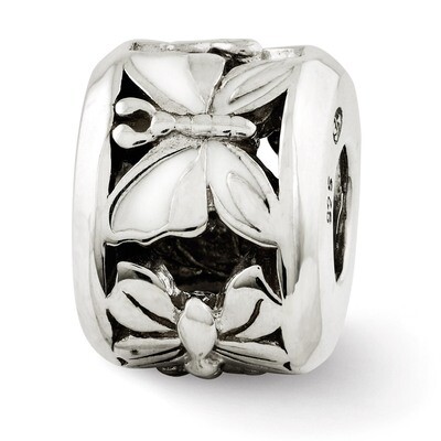 White Enameled Butterfly Bead - Sterling Silver QRS2718, MPN: QRS2718, 883957522838
