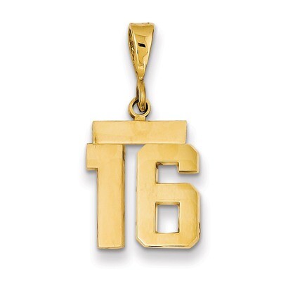 Number 16 Charm 14k Gold Small Polished SP16, MPN: SP16, 883957140759