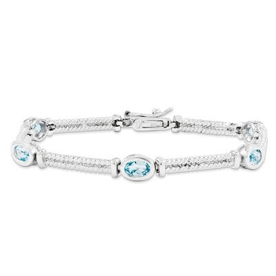 Blue Topaz Bracelet Sterling Silver QX601BT, MPN: QX601BT, 883957216379