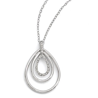 Mystique 18 Inch Triple Teardrop Necklace Sterling Silver with Diamonds QDF107, MPN: QDF107, 191101…