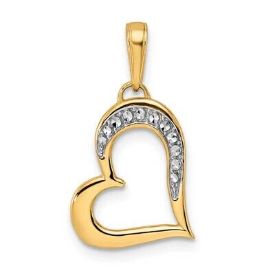 Diamond-Cut Heart Pendant 14k Gold with White Rhodium M3028, MPN: M3028,