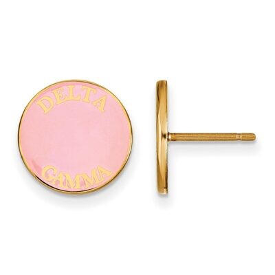 Delta Gamma Enameled Post Earrings Gold-plated Silver GP019DG, MPN: GP019DG, 886774923529