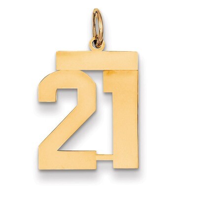 Number 21 Charm 14k Gold Medium Polished LM21, MPN: LM21, 883957132976