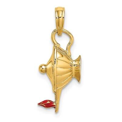Red Enamel Polished 3-D Genie Lamp Charm 14k Gold K6734, MPN: K6734, 637218117710