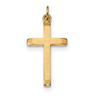 Polished and Satin Cross Pendant Sterling Silver Gold-plated QC9037, MPN: QC9037, 886774117379