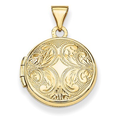 16Mm Round Locket with Scroll Design 14k Gold XL642, MPN: XL642, 191101191084