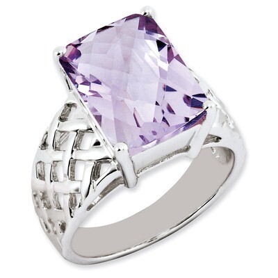 Octagonal Pink Quartz Ring Sterling Silver QR2957PQ, MPN: QR2957PQ, 883957360706