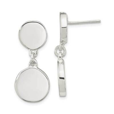 Discs Post Dangle Earrings Sterling Silver Polished QE16096, MPN: QE16096, 196904149881