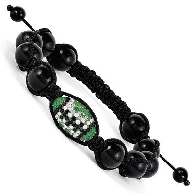 Philadelphia Spirit Football &amp; Onyx Macrame Bracelet Swarovski Elements SB6121-013