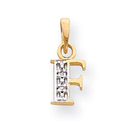Polished .01ct Diamond Initial F Charm 14K Gold &amp; Rhodium YC250F, MPN: YC250F, 883957323435
