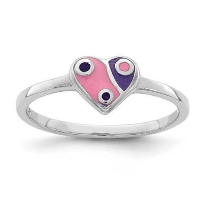 Childs Enameled Pink/Purple Heart Ring Sterling Silver Rhodium-plated QR6807, MPN: QR6807, 88395793…