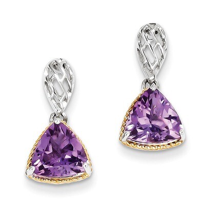 Flash Gold-plate Accent Amethyst Earrings Sterling Silver QE9884AM, MPN: QE9884AM, 883957028088