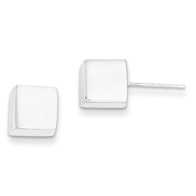 8mm Square Earrings Sterling Silver Polished QE1839, MPN: QE1839, 883957923062