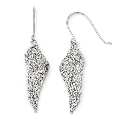 Cheryl M Angel Wing Shepherd Hook Dangle Earrings Sterling Silver Cubic Zirconia QCM700, MPN: QCM70…