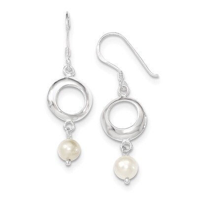 Cultured Pearl Polished Fancy Dangle Earrings Sterling Silver QE7294, MPN: QE7294, 883957580371