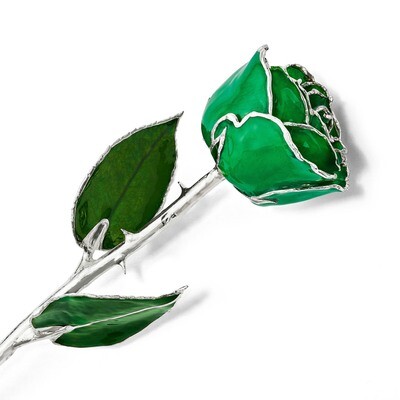Lacquer Dipped Silver Trim Green Rose GM16748, MPN: GM16748, 812465021465