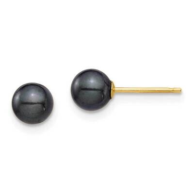 5-6mm Round Black Saltwater Akoya Cultured Pearl Stud Post Earrings 14k Gold XF689E, MPN: XF689E, 8…