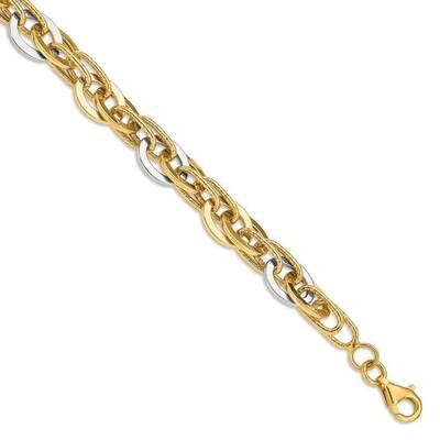 Polished Fancy Link Bracelet 14k Gold &amp; White Rhodium SF2698-7.5, MPN: SF2698-7.5, 883957937984