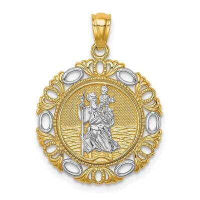 St. Christopher Medal 14k White Gold Rhodium C4714, MPN: C4714, 883957733272