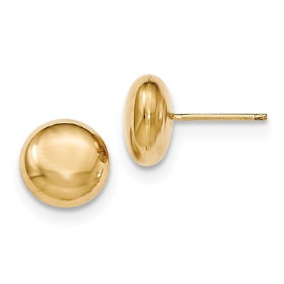 10.5mm Button Post Earrings 14k Gold Polished H1025, MPN: H1025, 658226130256
