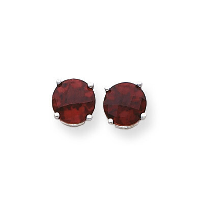 7mm Garnet Checker Earrings 14k White Gold XE74WGC, MPN: XE74WGC, 883957098210