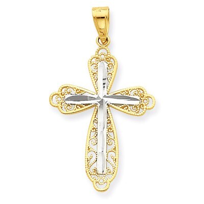 Diamond-Cut Cross Pendant 10K Gold &amp; Rhodium 10C1127, MPN: 10C1127, 886774019901