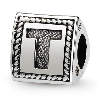 Letter T Triangle Block Bead - Sterling Silver QRS1429T, MPN: QRS1429T, 883957304793