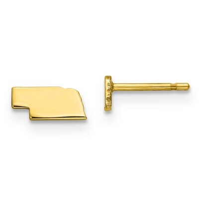 Nebraska State Small Earrings 14k Yellow Gold Engravable XNE50Y-NE, MPN: XNE50Y-NE, 886774759111