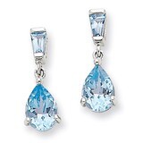 Blue Topaz Dangle Post Earrings 14k White Gold XE1691BT, MPN: XE1691BT, 883957375298