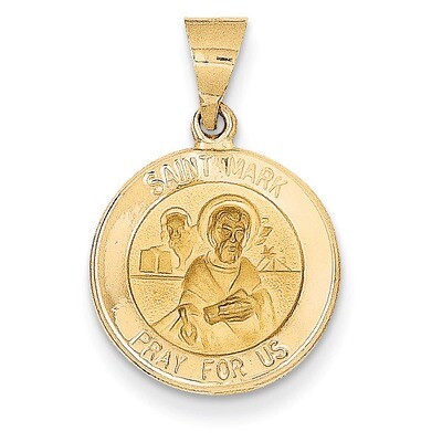 Saint Mark Medal Pendant 14k Gold Polished and Satin XR1357, MPN: XR1357, 883957450452