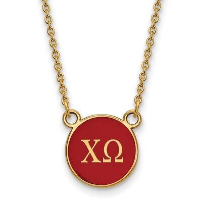 Chi Omega Extra Small Enameled Pendant with 18 Inch Chain Gold-plated Silver GP029CHO-18, MPN: GP02…