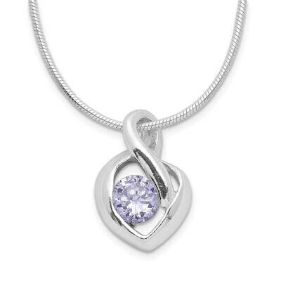 Purple CZ Diamond Necklace 18 Inch Sterling Silver QH660-18, MPN: QH660-18, 883957763897
