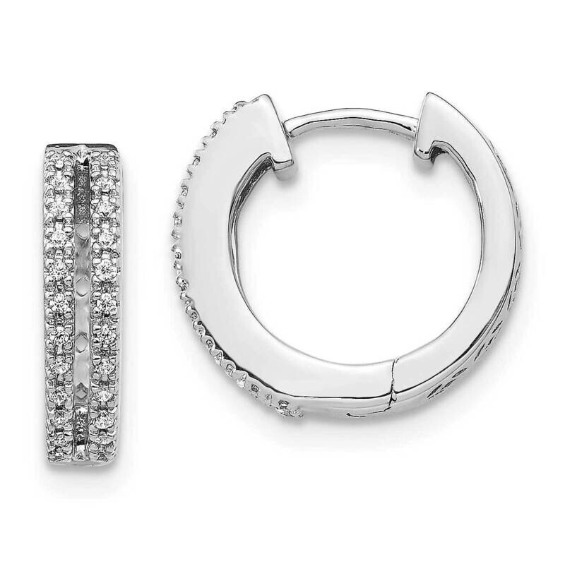 Hinged Round Hoop Earrings 14k White Gold Diamond EM5381-016-WA, MPN: EM5381-016-WA, 191101417313