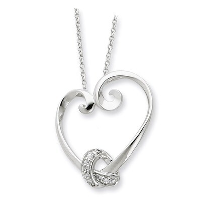 Loveknots 18 Inch Heart Necklace Sterling Silver with Diamonds QSX212, MPN: QSX212, 883957716657