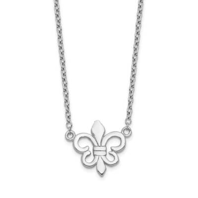 Fleur De Lis with 1 Inch Extension Necklace Sterling Silver Rhodium-plated QG5186-16, MPN: QG5186-1…