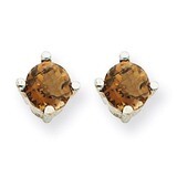 4mm Round Smokey Quartz Earring 14k White Gold XE71WSQ, MPN: XE71WSQ, 883957097251