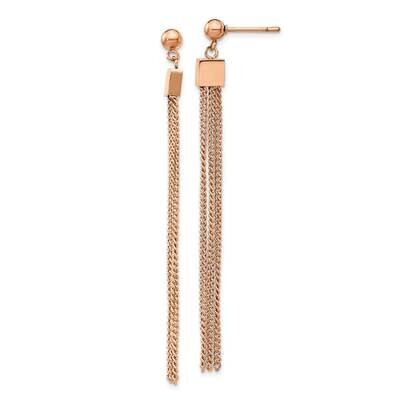 Rose Ip-Plated Square Post Chain Dangle Earrings Stainless Steel Polished SRE1338, MPN: SRE1338, 19…