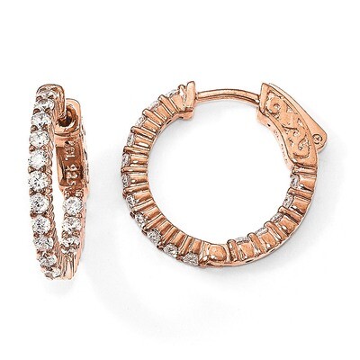 Rose-Plated CZ In &amp; Out Hoop Earrings Sterling Silver QE7575P, MPN: QE7575P, 883957980980