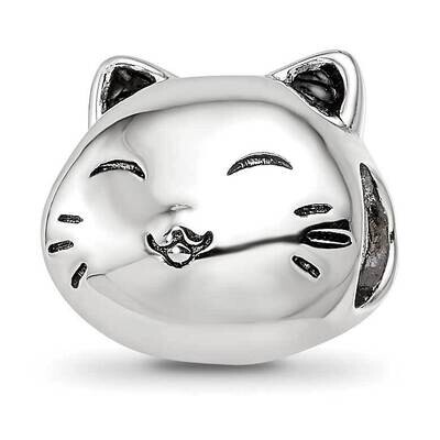 Enamel Cat Bead Sterling Silver Rhodium-plated QRS4167, MPN: QRS4167,