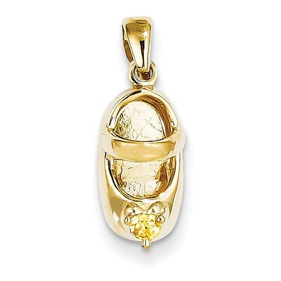 3-D November Synthetic Stone Engravable Baby Shoe Charm 14k Gold K4652NOV, MPN: K4652NOV, 637218167…