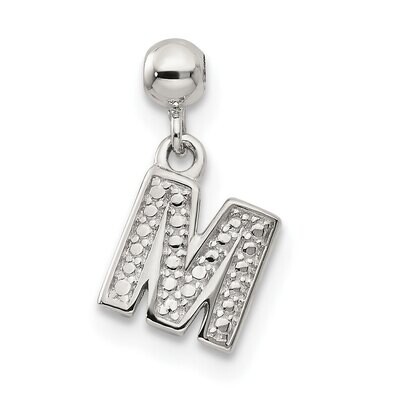 Letter M Charm Sterling Silver Dangle QMM190M, MPN: QMM190M,