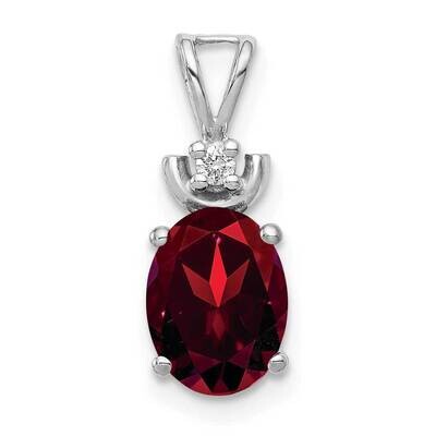 8x6mm Oval Garnet AAA Diamond Pendant 14k White Gold XP1658GA/AAA, MPN: XP1658GA/AAA, 883957191386