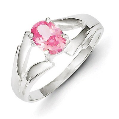Pink Oval Diamond Ring Sterling Silver QR4384, MPN: QR4384, 883957404967