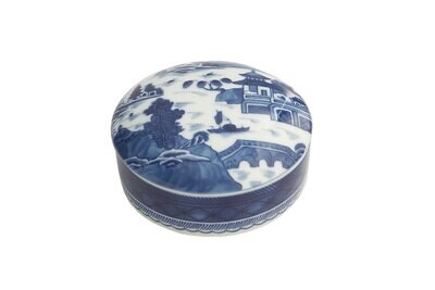 Mottahedeh Blue Canton Round Box Medium HC197, MPN: HC197,
